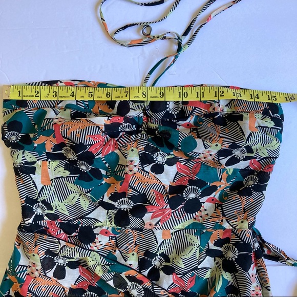 Anna Sui / silk floral bird print strapless-halter dress - Picture 15 of 16